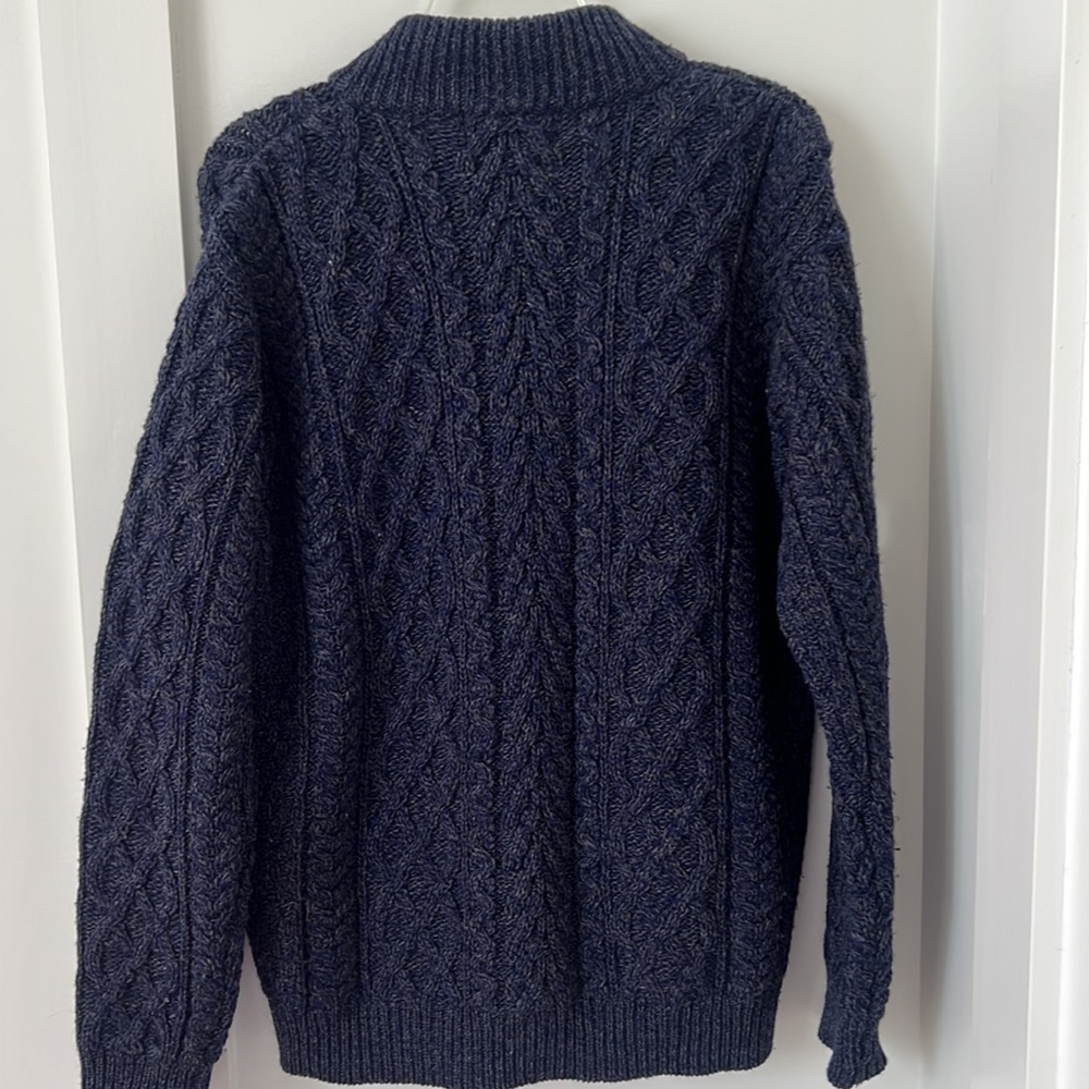 Aran Crafts Blue Zip Front Cardigan Size M - Picture 5 of 9